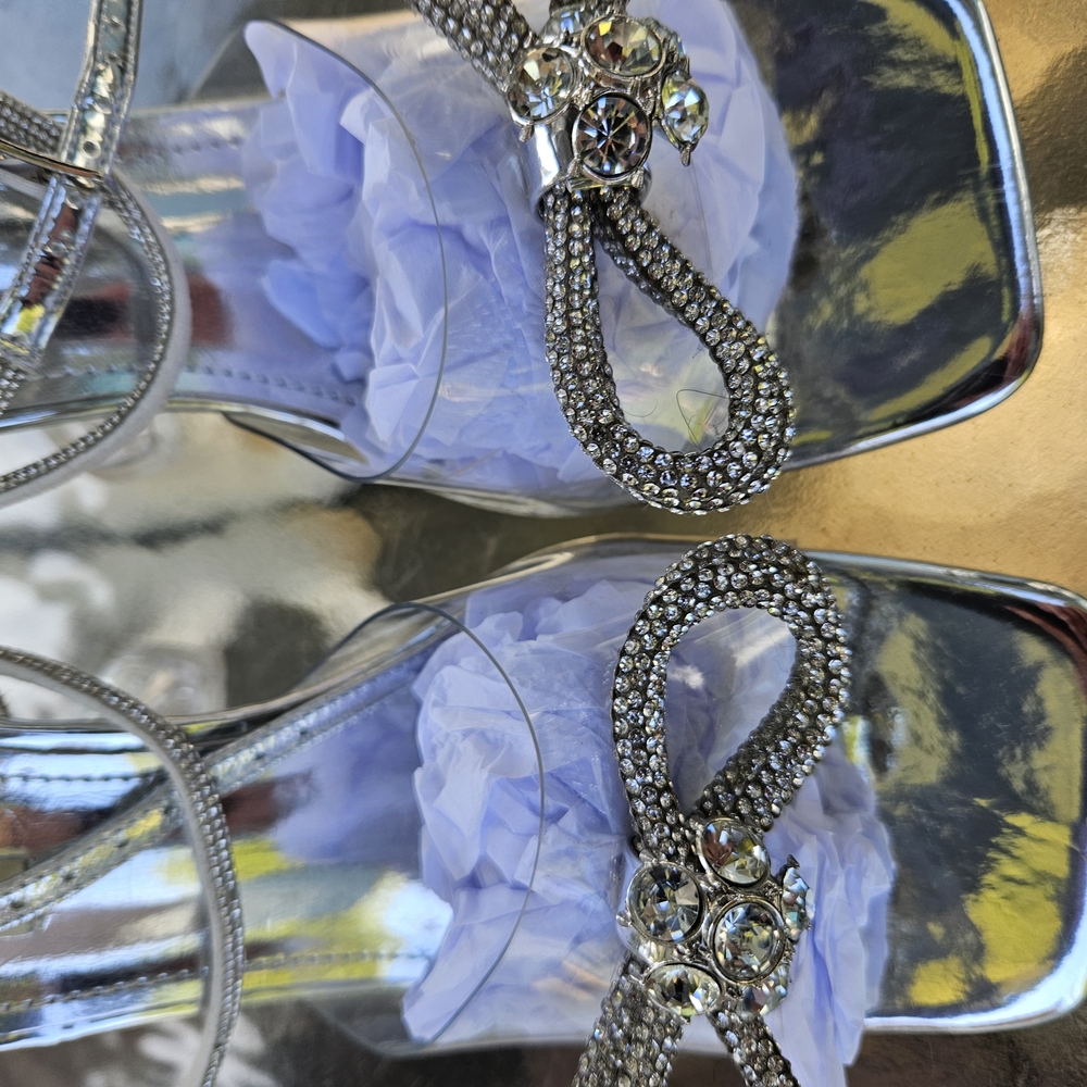 Zzheels Silver Strappy Sandals Size 7.5 - Picture 7 of 9